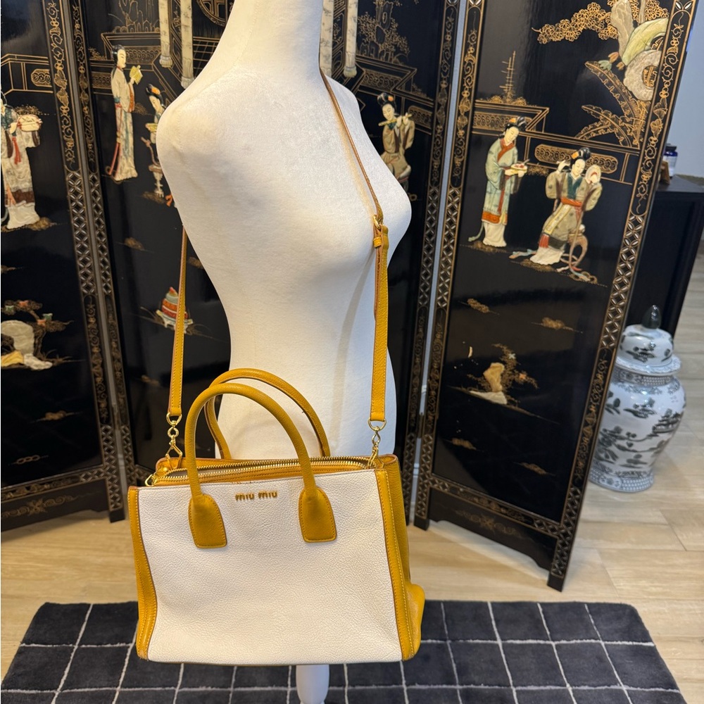 Miu Miu White and Yellow Crossbody Bag